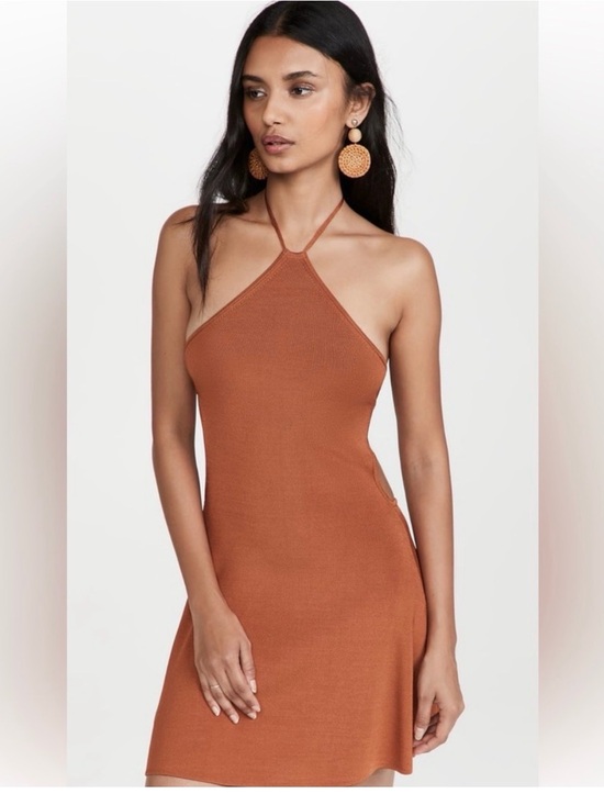 cult gaia Dresses & Skirts - cult gaia women’s Rust Halter-Style Knit Mini open back Dress